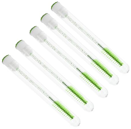 Spazzolino per Ciglia in Tubo Trasparente, 10 Pezzi Verde | Plastica, Forma Ergonomica, Facile da Riporre, Segue Contorno Occhi, Finitura Naturale, Viaggio