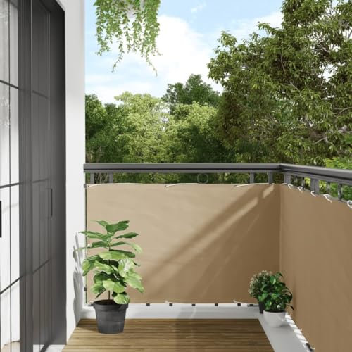 LLEZKBR Balkonsichtschutz Oxford Stoff 90x400cm beige
