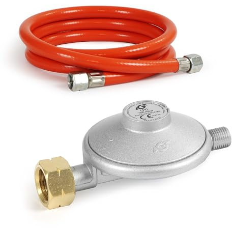 Wiltec Riduttore di Pressione 700 mbar Italia, con Tubo, Regolatore Gas per cannoni Aria Calda, stufe, essiccatori edili