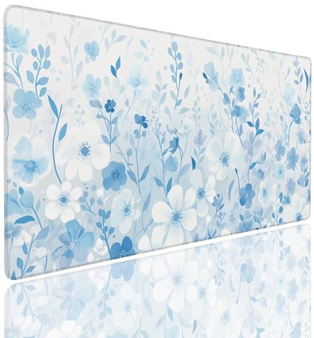 Tappetino per Mouse da Gaming, Tappetino Mouse Pad XXL Grande, Mousepad con Impermeabile e Antiscivolo, Lavabile Sottomano Copri Scrivania Ufficio, Tappetini Tappeto Mouse Mat 1400x600x4mm Blue (11)