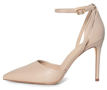 Rio Fiore Scarpe con Tacco, Decollete con Tacco a Spillo, Beige, 8.5 cm, Pelle Sintetica, High Heels, Décolleté a Punta, Cinturino alla Caviglia, 8194-7-5 (Beige, 38 EU)