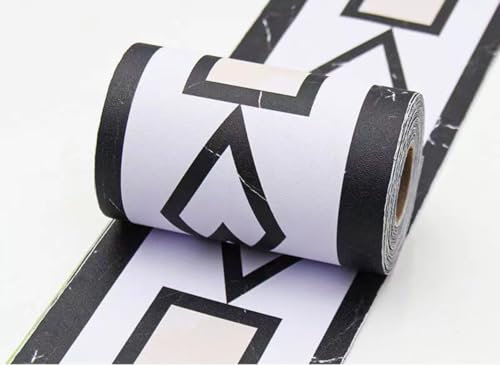 VisitRyl Bordi per Carta da Parati Adesivi Griglia in bianco e nero 10cm X 500cm Design Decorativo