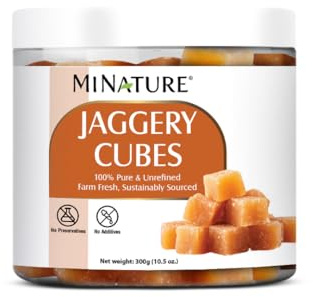 mi nature Jaggery Cube| Pure & unrefined Farm Fresh Sugarcane Gur/Gud blocks| Rich in Vitamins & Minerals| Natural Sweetener & refined Sugar Substitute| No additive & Preservative| 300g(10.5oz)
