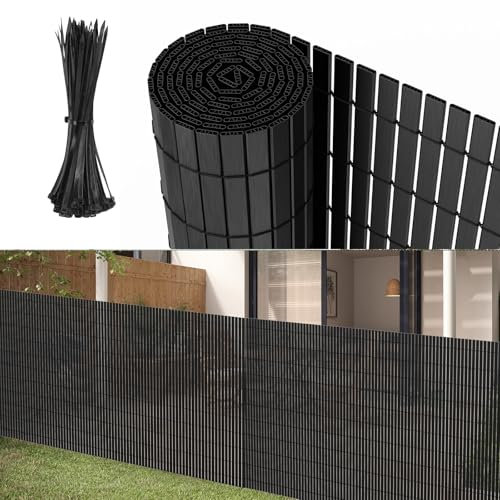 Alpstorm Canniccio PVC Recinzione 80x300cm Antracite - Schermo Privacy per Balcone - Lamelle Rinforzate - Resistente UV e Pioggia - Montaggio con Fascette