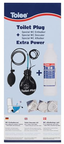 WC-Entkalkerset. Sehr effektive Entkalkung von Toiletten. Enthält eine Toilettenverschluss-Ballon (Toilet Plug) & 1 Flasche (1 L) WC Entkalker Extra Power & Aufbewahrungstasche für Toilet Plug