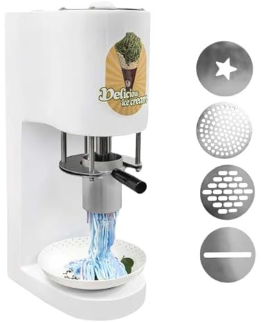 HCAUYNN MáQuina AutomáTica para Hacer Encajes De Helado, MáQuina para Hacer Helados Tipo Estrella con Escamas, Tolva De Acero Inoxidable De 340 Ml, Ideal para Postres, CafeteríAs Y Hogar.