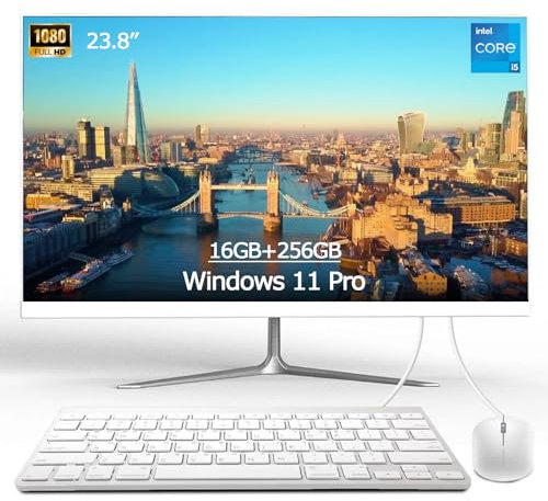All-in-One PC - Intel Core i5, 16GB,256GB,Integrated Graphics, 23.8 Full HD 1920 * 1080, Windows 11 Pro, QWERTY-Keyboard and Mouse,Wi-Fi 6, USB-C,Bluetooth,HDMI