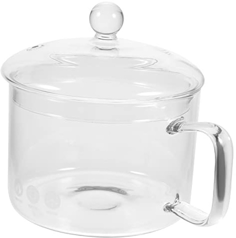 Glass Stew Pot 1500ml for Open Fire Heating, Cooking Vessel | Sturdy Borosilicate Material, Includes Lid and Handle, Easy to Clean, for Home Kitchen Use