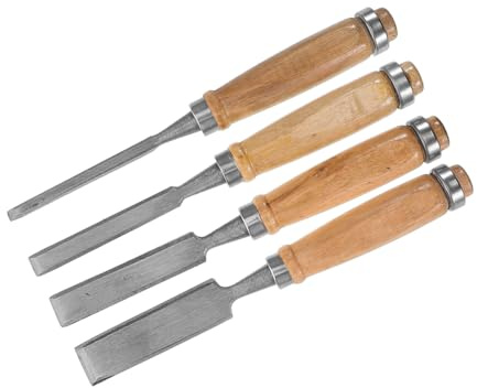 Veemoon 4piezas Cincel Para Carpintería De Mango De Madera Cincel De Punta Plana Herramienta De Mano Para Tallado y Grabado De Madera Para Manualidades De Carpintería