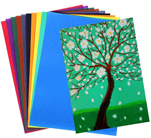 Anneome Papel De Lija De Colores 8k para Pintura Al Óleo Niños 10 Hojas Multicolor Textura Fina Artístico Escolar Uso Creativo Verano