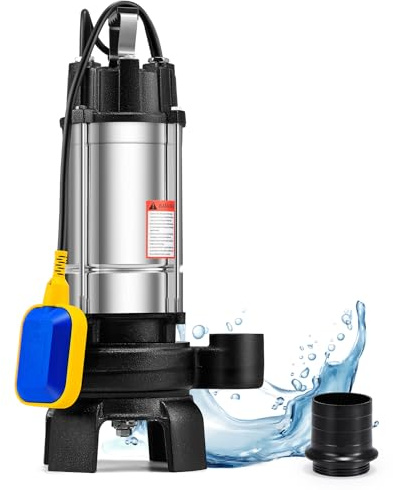 Moongiantgo Pompe Submersible à Eaux Usées 750w, Débit 10m³/H, Tête Max 10m, Sortie 40mm, Avec Lame De Coupe & Interrupteur Flottant, Acier Inox Pour Eaux Usées à Fibres, Jardins, Caves (750w)