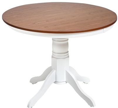 Beliani Esstisch für 4 Personen Holzoptik braune Esche rund ø100 cm Holz-Mittelfuß Akron
