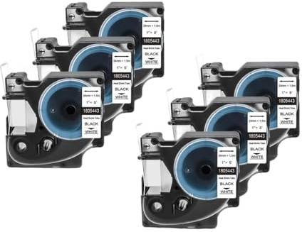 LXfOtG 6 Stücke 24 mm kompatible Industrie -Etiketten Wärmeschrumpfrohr 1805444 1805443 Ersatz Kompatibel mit Etikettendrucker(24mm Black on White)