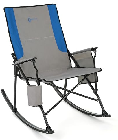 ARROWHEAD OUTDOOR Mecedora plegable con soporte para tazas grande, bolsillo lateral, plegable que ahorra espacio, balancín mejorado para camping, pesca, patio
