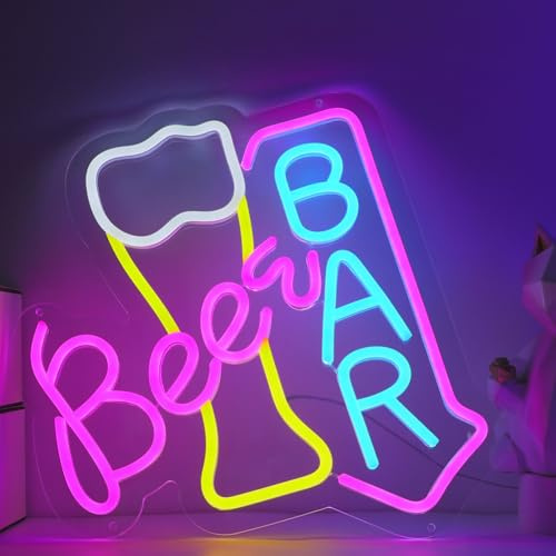 ENUOLI Beer Bar Neonschild – Dimmbares LED-Licht, USB-betriebene Bar | Einzigartige Bierdekoration, beleuchtet für Zuhause, Männerhöhle, Pub, Party, Club, Restaurant, Hotel, Martini, Bar