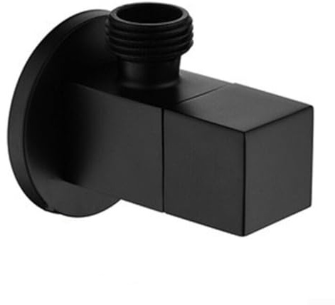 Wall Mounted Square Triangle Angle Valve G1/2 Male Thread Chrome Plated Copper Shut Off Tap for Bathroom Bidet Toilet Washbasin Water Heater Compatible with Low Medium High Pressure Systems(Black)