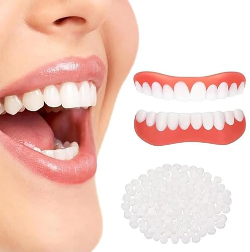 2 Paio Di Faccette Dentali A Clip, Faccette A Scatto Superiori E Inferiori, Protesi Dentale Istantanee in Silicone, Denti Finti Sorriso Temporanee Per Ritrovano Un Sorriso Sicuro