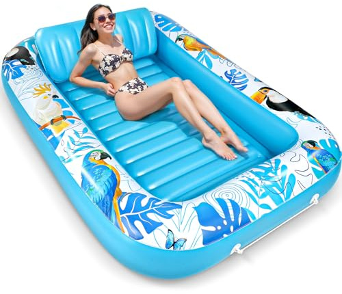 LUVTOY Blue Inflatable Beach Mattress, Multifunctional Pool Lounger Hammock Chair Cushion for Adults and Children