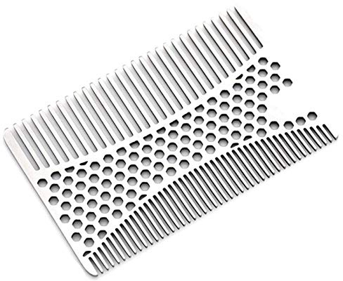 Hårskam Rostfritt stål Kreditkortstorlekskam Plånbok Comb Pocket Comb Anti-static Hair Comb Beard Mustasch Kam för Man