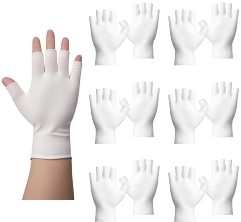Lot de 5 paires de gants hydratants sans doigts - 100 % coton - Gants de thérapie blancs - Mitaines en coton avec 5 bouts des doigts - Gants de nuit respirants pour hydrater pendant la nuit