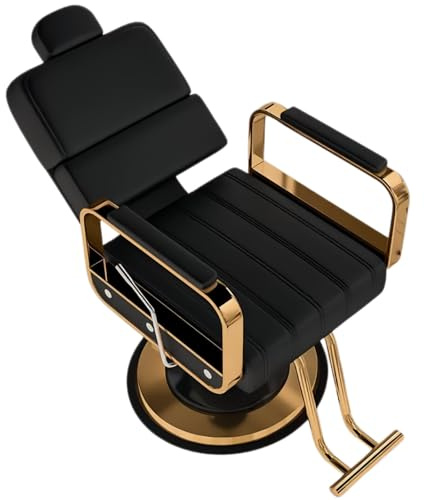 Sedie da Stylist per Salone Sedia da Barbiere Tuttouso per Casa o Barbershop Shampoo, Sedia da Salone Reclinabile per Parrucchiere, Nero e Oro,001