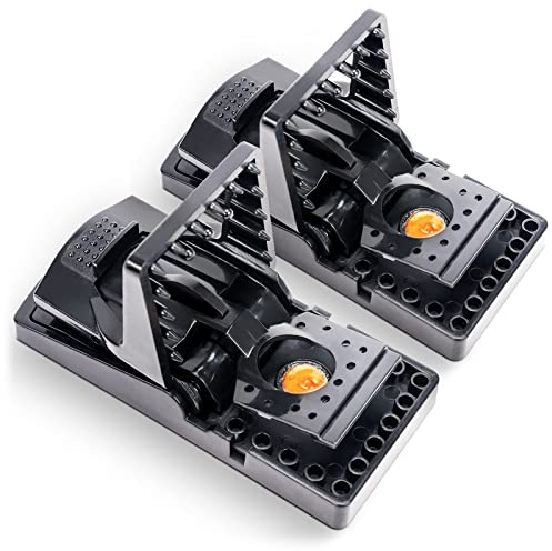 GARDIGO® Mausefalle mit Köder - 2er Set | Kunststoff-Schlagfalle mit Mäuseköder | Wiederverwendbar & Hygienisch | Drinnen & draußen Mäuse bekämpfen | Professionelle Mäusebekämpfung