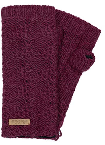 McRon Damen Gestrickte Pulswärmer Lenna Weinrot 1118