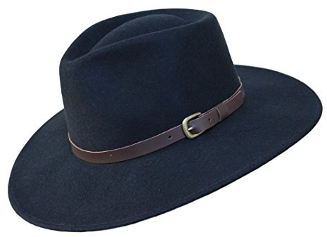 B&S Premium Lewis - Chapeau Fedora à Large Bord - 100% Feutre Pure Laine - Déperlant - Bande en Cuir