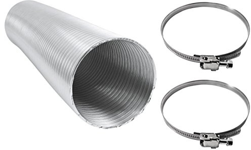 Intelmann® Alu-Flexrohr, 50 bis 355 mm, 5 m Länge, inkl. 2 Edelstahl-Schlauchschellen – Made in Germany (DN 160 mm)