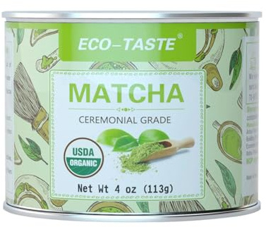 Organic Matcha Green Tea Powder-4oz(113g) Tin, 100% Natural & Pure, Ceremonial Grade, No Additives or Fillers, NO GMO