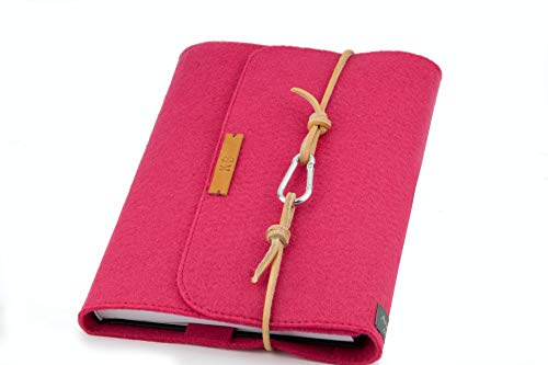 Kalender - Notizbuch Hülle pink A5 Filz PERSONALISIERBAR Einband Kalenderhülle Leder retro Vintage Geschenk Schule Abitur Ausbildung Studium Karabiner lässig Anna Rosenschön