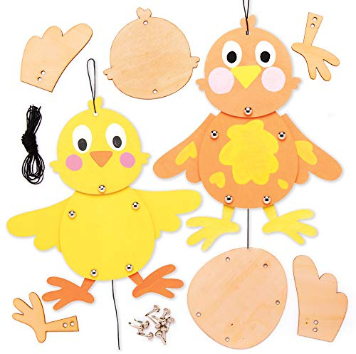 Baker Ross Osterküken-Holzpuppen, 4 Stück, Ostern, Basteln für Kinder (AT417)