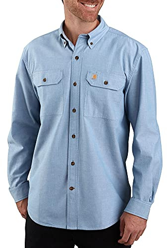 Carhartt Chemise à Manches Longues Original Fit pour Homme Chemise de Travail avec Boutons (1-Pack), Chambray Bleu, XL Taille Tall