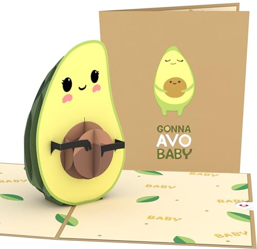Lovepop® Avocado-Baby 3D Pop-Up Karte Grußkarte zur Geburt Ankündigung Schwangerschaft Glückwünsche für werdende Eltern pregnancy card | inkl. Umschlag & Versteckfach für Geld & Gutscheine