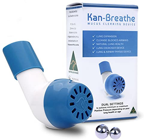 Natural Lung Exerciser & Mucus Removal Device – OPEP Breathing Exercise Trainer for Airway Clearance & Lung Strength – Adjustable Resistance Steel Ball Bearings – Made in Australia – White