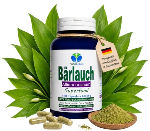 Bärlauch 180 Kapseln Wildwuchs Frischblatt Bärlauch wilder Knoblauch. Natürliche Schwefelquelle, geruchlos, ohne Aufstoßen. Natur pur. Kein isoliertes Extrakt. Ohne Zusatzstoffe. 26795-180