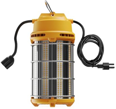 JC-LGL LED Temporary Work Light 150W 5000K 19,500lm Outdoor Construction Lights Job Site Lighting 10ft Cord Dust Waterproof Hanging Lighting