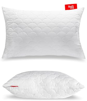 Softimi Kopfkissen Schlaffkissen Bettkissen Gestepptes Premium Kissen 50x75 cm Antiallergisch - Anti-Milbe - Geruchlos sofort verwendbar - Mit Härteeinstellung (50x75 cm)