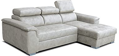 Robin Inspire Silver Ecksofa mit Schlaffunktion, Beige Rechts | 247 cm L-Form Schlafsofa, Bettkasten, 3 verstellbare Kopfstützen, Eckcouch, freistehendes Sofa, Wohnzimmer, Rechts