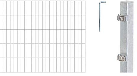 Alberts 653699 Doppelstabmattenzaun als 8 tlg. Zaun-Komplettset | verschiedene Längen und Höhen | feuerverzinkt | Höhe 100 cm | Länge 6 m
