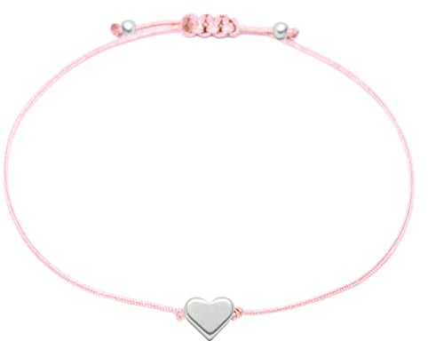 Selfmade Jewelry Armband Damen Herz Silber Handmade Makramee Armbändchen mit Herzchen Größenverstellbar Inkl. Geschenk-Verpackung