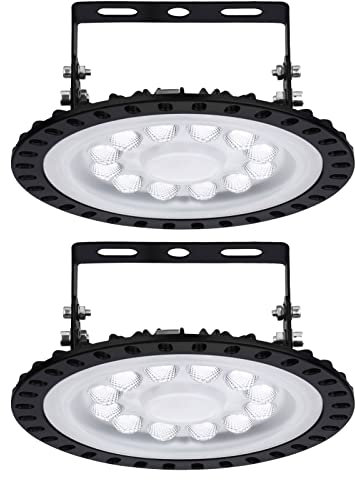 Hondony 2 Pezzo 50W LED UFO, Proiettore Faretto LED Lampadario, UFO Lampada Interni Industriale 6500K Bianco Freddeo, IP65 Impermeabili LED Luce Faretto per Garage, Stadio Coperto, Centri Logistici