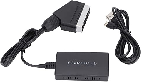 Scart zu HDMI Konverter, Scart Stecker zu HDMI Video Audio Adapter mit Kabel für DVD Set Top Box