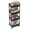 Sywhitta - Carrello in plastica a 4 scomparti, multifunzionale, per ufficio, soggiorno, cucina, contenitore mobile con ruote, colore nero