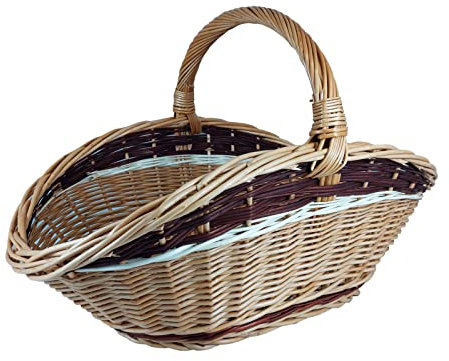 Holzkorb – Kaminholzkorb aus Weide – Kaminkorb – Groß und Stabil Tragekorb – Weidenkorb zur Aufbewahrung – Decorativer Brennholzkorb (L) 65 x (B) 40 x (H) 27/40 cm