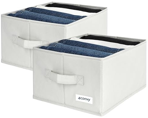 4CONVY Organizador de pantalones para armario resistente-[2024 MATERIAL MEJORADO] 2 unidades de organizadoras reforzadas y rígidas con grandes compartimentos - organizador para guardar pantalones
