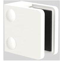 Sellon24® Glashalter Eckig flach Zamak Glasklemme Zink RAL 9016 WEIß 45x45 mm Geländer (MOD21 Weiß + 8,76mm)