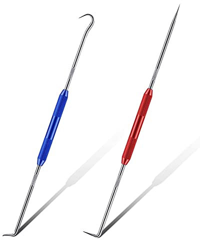 Repztevo Double Pointed Scriber, 2 Pcs Metal Scribe Hook and 45 Degree 90 Degree Tip Marking for Machinists,Technicians