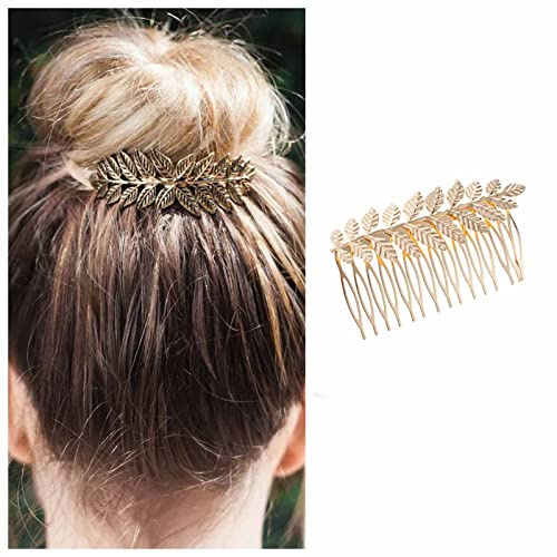 Cimenexe Böhmische Blätter Haarkamm Blatt Haarspange Gold Blatt Kopfschmuck Vintage Kopfbedeckung Haarteil Dekorative Hochzeit Kamm Haarschmuck Schmuck für Frauen und Mädchen Geschenke