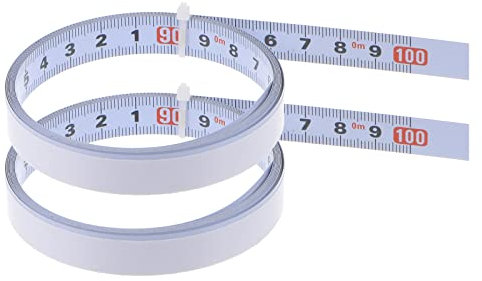 sourcing map 2pcs Self Adhesive Tape Measure 100cm Metric Middle to Both Sides Reading Sticky Measuring Tape Steel Workbench Ruler, White
